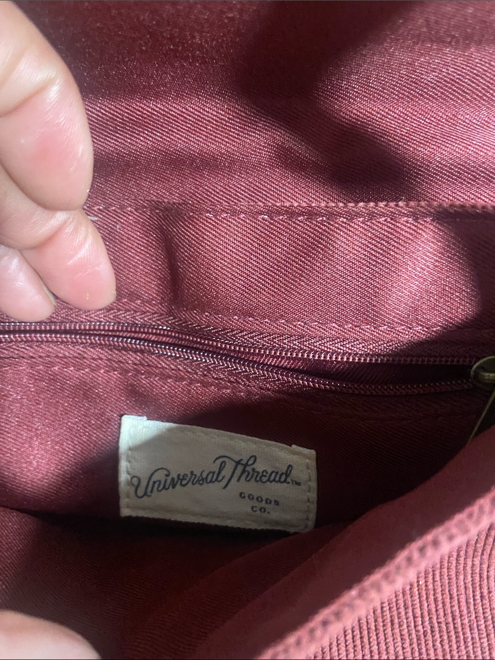 Universal Thread Maroon Interior Tote with Zip Pocket